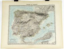1897 Mappa tedesca di Spagna e