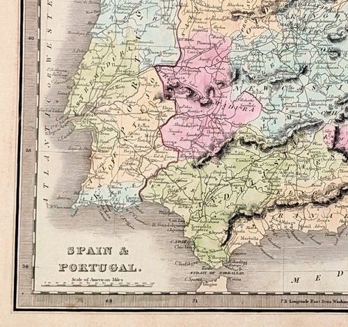 1848 spagna portogallo mappa - spagna,