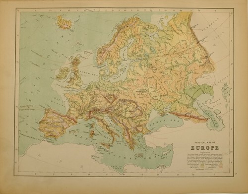 1897 antica mappa fisica - 1897,