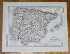 1907 ANTICA MAPPA DI SPAGNA E
