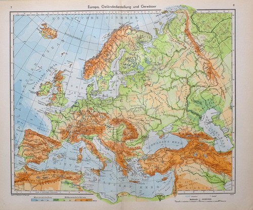 1943 mappa europa - europa, fisica