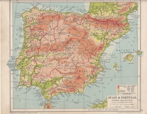 1931 mappa spagna portogallo - mappa,