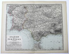 1897 Mappa tedesca di Spagna e