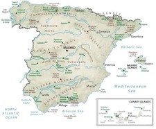Spain Physical Map GLOSSY